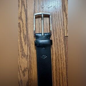 Joseph Abboud Black Leather Belt With Silver Buckle